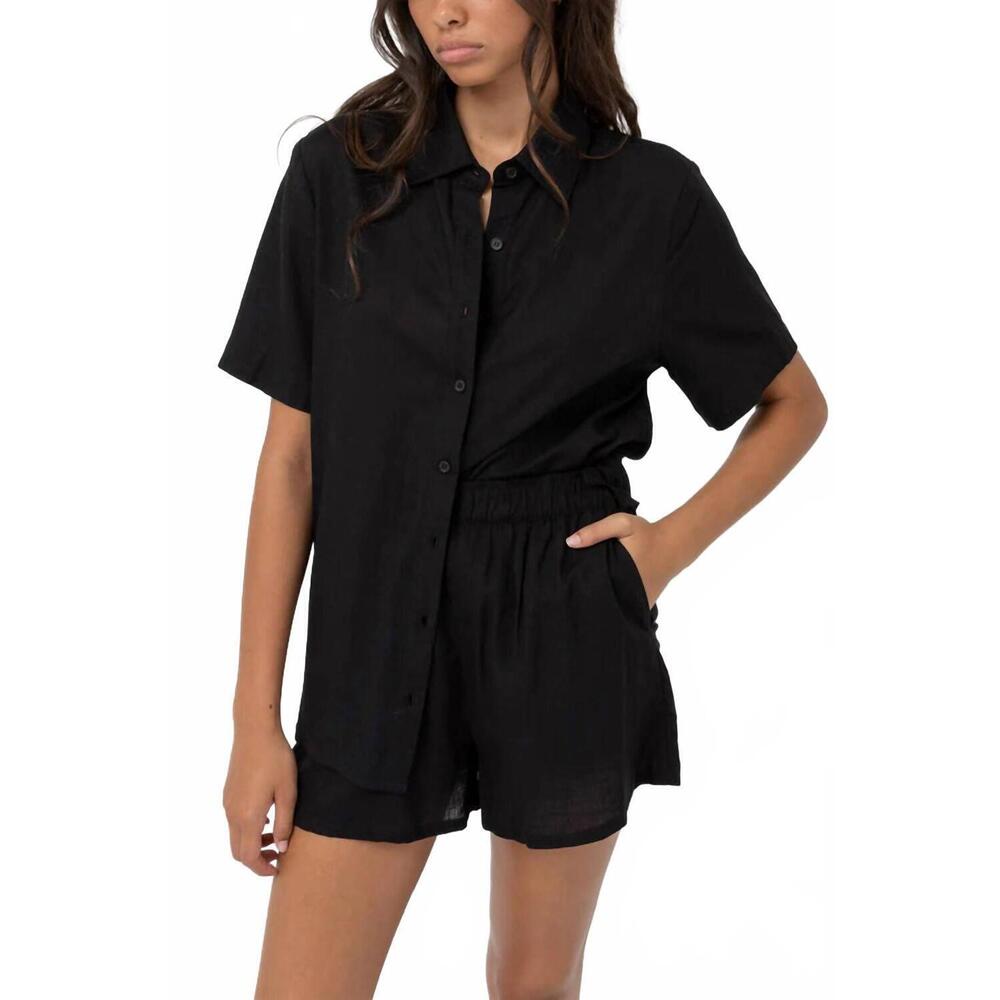 NEW RHYTHM. women's classic lounge shirt in black
